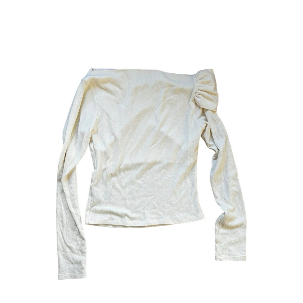 Reformation Elio Knit Top In In Reflection Off Shoulder, Size Small - Picture 2 of 5